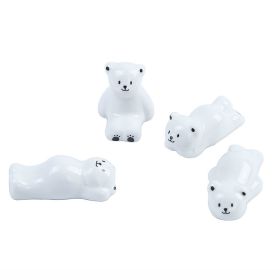 4Pcs Cute Ceramics Polar Bear Chopstick Rest Home Decorative Spoon Fork Knife Holder