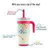 Reduce Vacuum Insulated Stainless Steel Coldee Mug with Lid and Spill-Proof Straw, Cheetah Pink, 18 oz