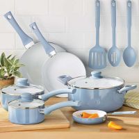 12pc Ceramic Cookware Set, Blue Linen