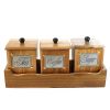 WILLART Handcrafted Teak Wood Antique Look Tea Coffee Sugar 3 Container Set in Wooden Tray – Container with Lids (Dimension : 13.50 x 5.50 x 6 Inch)