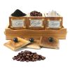 WILLART Handcrafted Teak Wood Antique Look Tea Coffee Sugar 3 Container Set in Wooden Tray – Container with Lids (Dimension : 13.50 x 5.50 x 6 Inch)