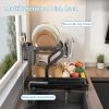 Dish Drying Rack 2 Tier Metal Kitchen Dish Rack with Utensil Holder Dish Drainers and Drainboard Sink Rack for Dishes