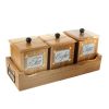 WILLART Handcrafted Teak Wood Antique Look Tea Coffee Sugar 3 Container Set in Wooden Tray – Container with Lids (Dimension : 13.50 x 5.50 x 6 Inch)