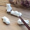 4Pcs Cute Ceramics Polar Bear Chopstick Rest Home Decorative Spoon Fork Knife Holder