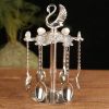 6pcs Gold Alloy Spoon Display Stand Kitchen Dessert Coffee Mixing Tableware Spoon Holder Swan Storage Box Wedding Gift Decorate