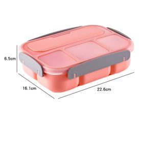 Sealed Portable 4-Compartment Bento Box Student Office Worker Lunch Box Travel & To-Go Food Containers Microwavable (Color: Pink)