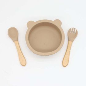 Baby Bear Shape Food Training Silicone Bowl With Spoon Tableware (Size/Age: Average Size (0-8Y))