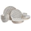 Dinnerware Black & White Dot Stoneware, 12 Piece Set