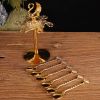 6pcs Gold Alloy Spoon Display Stand Kitchen Dessert Coffee Mixing Tableware Spoon Holder Swan Storage Box Wedding Gift Decorate