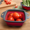 1pc Silicone Folding Drain Basket Fruit Vegetable Washing Basket Foldable Strainer Colander Collapsible Drainer Kitchen Storage Tool